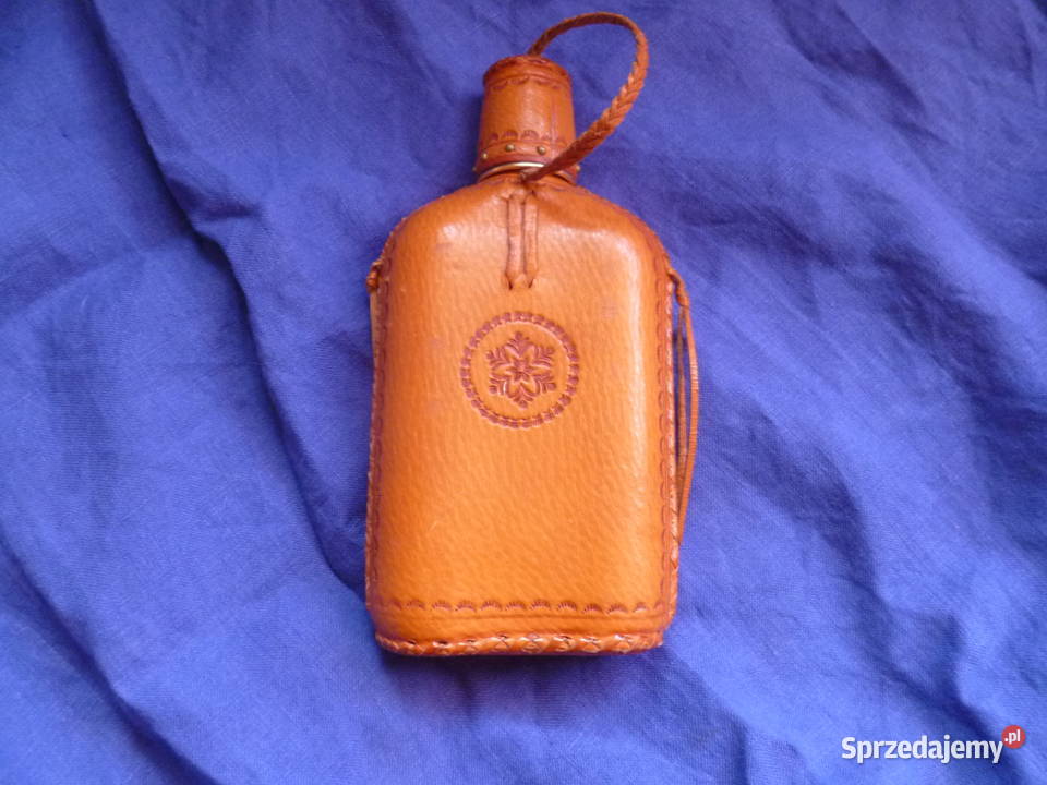 Piersiówka szklana w skórzanym etui Kraków sprzedam