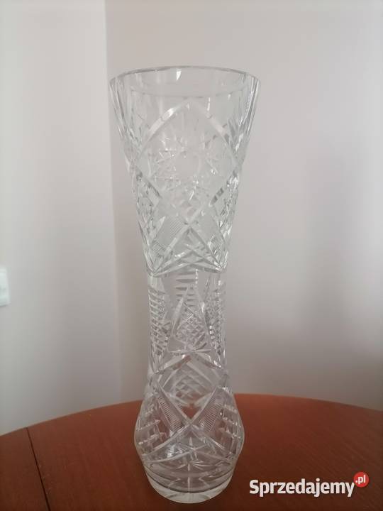 Wazon Kryształowy Wysoki 31 PRL Porcelana i szkło