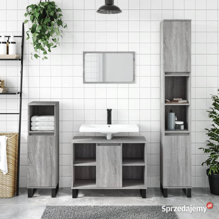 Szafka łazienkowa szary dąb sonoma 80x33x60 mazowieckie Warszawa