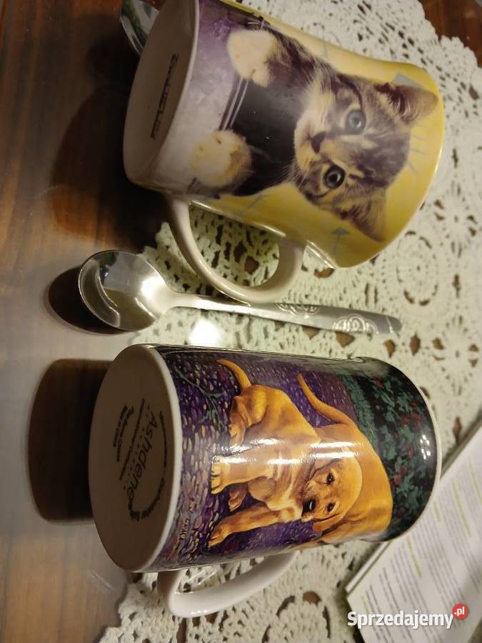 Kubki porcelanowe ze zwierzętami sygnowane Warszawa