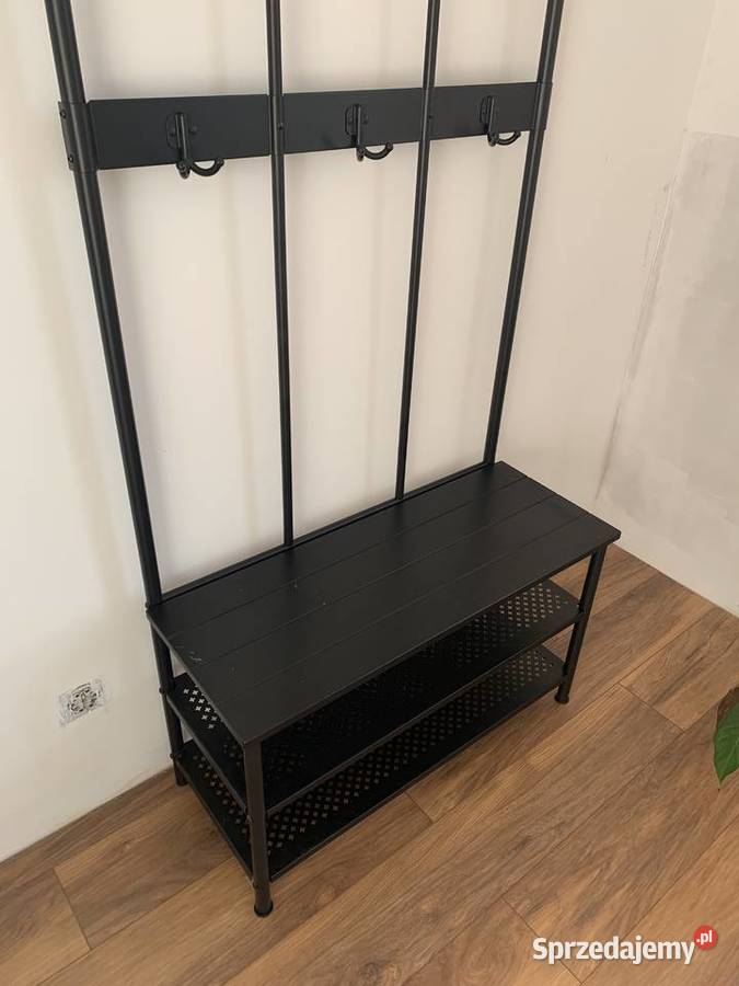 wieszak IKEA NIPASEN czarny ławka i półki na Warszawa