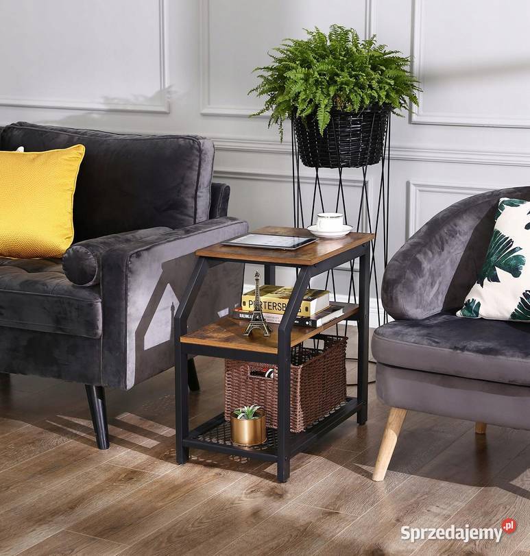 STOLIK KAWOWY NOCNY DO ŁÓŻKA METALOWY jasny brąz Choroszcz sprzedam