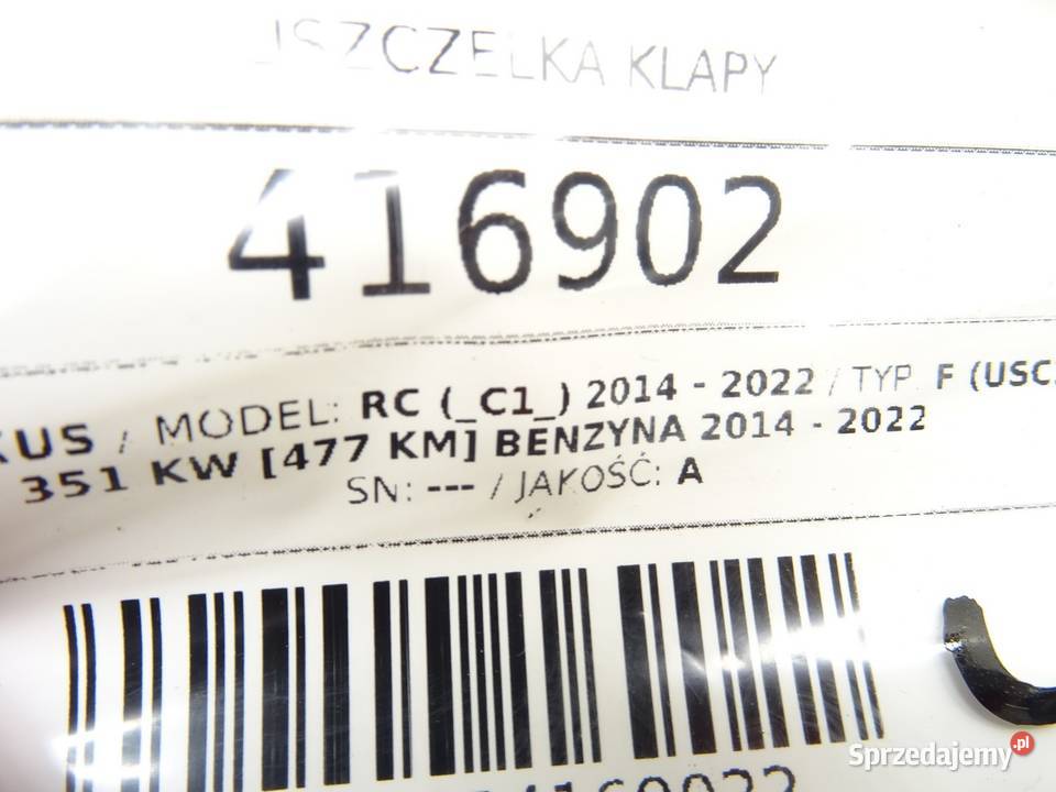 USZCZELKA KLAPY LEXUS RC SportowyCoupe