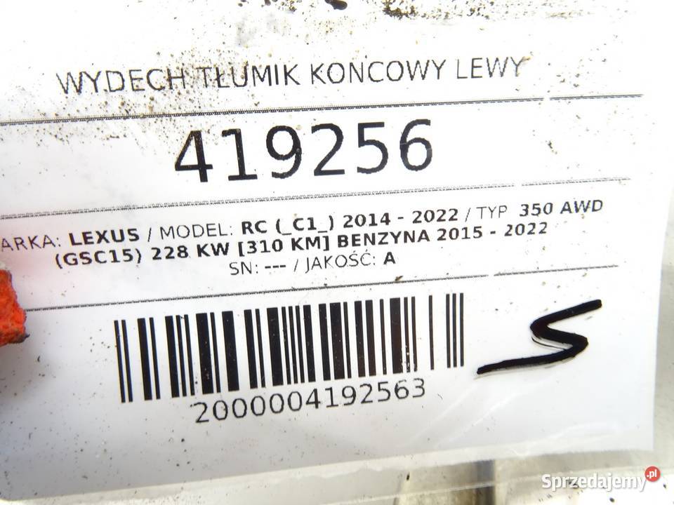 WYDECH TŁUMIK KOŃCOWY LEWY LEXUS RC 35 310