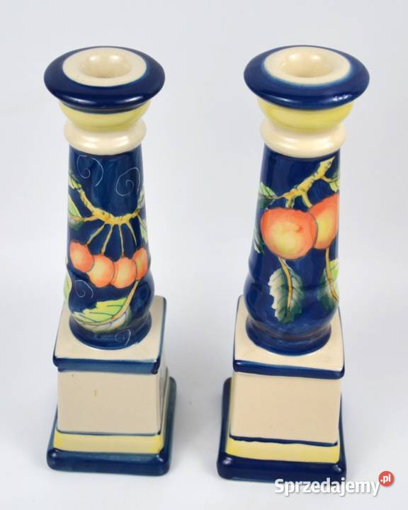 Komplet 2 ceramiczne świeczniki w żywej mazowieckie Pomiechówek