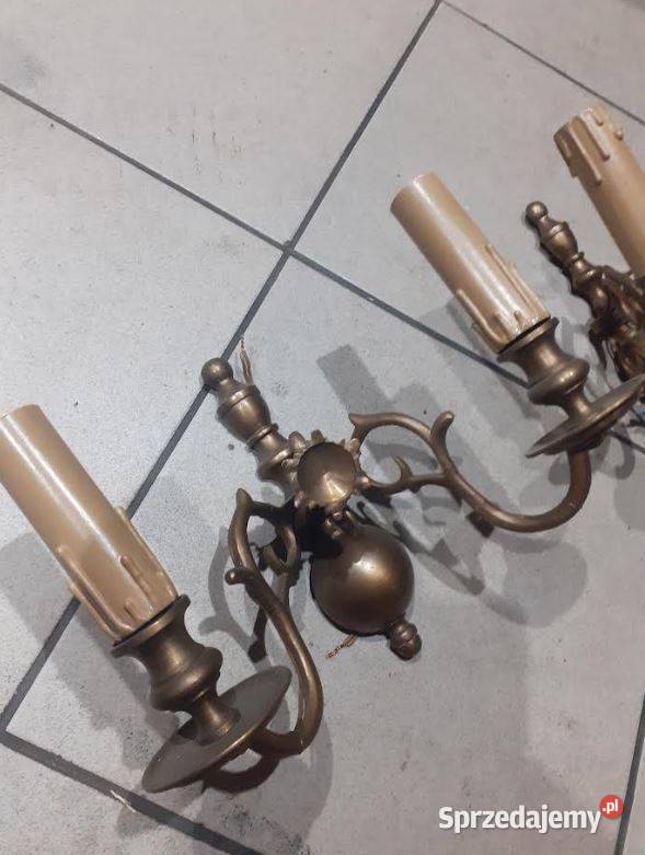 mosiężne kinkiety dwuramienne
