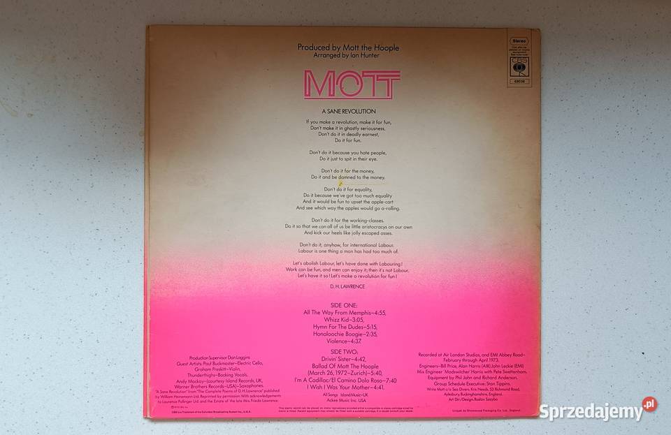 Mott The Hoople Mott 1973 1 Press CBS Gatefold płyta winylowa mazowieckie Brwinów