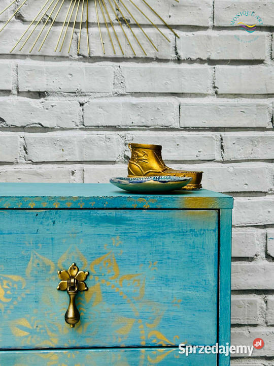 Turkusowa szafka z mandalą orientalna ciekawe Jelcz-Laskowice