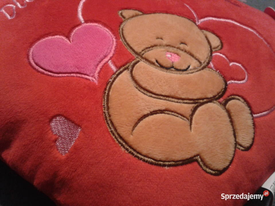 SERCE pluszowe czerwone z misiem z napisem 30 na Wołczyn