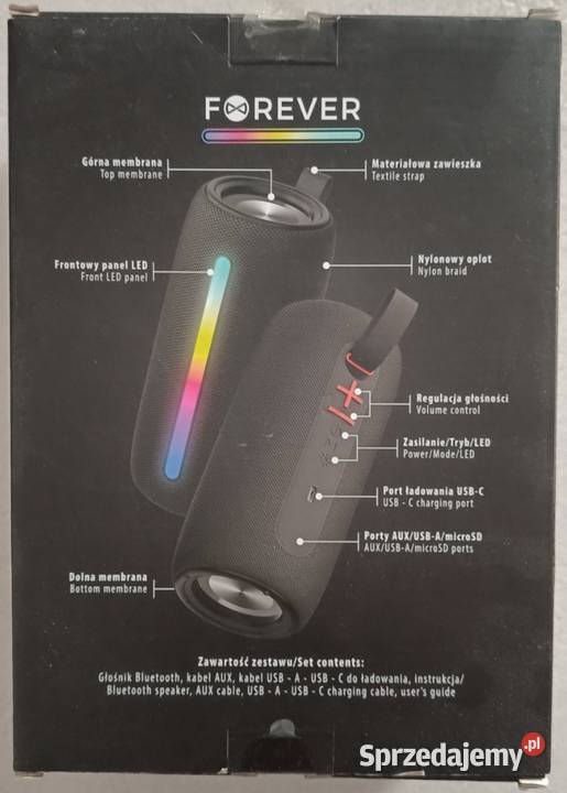 FOREVER Sonicwave przenośny głośnik LED warmińsko-mazurskie Ełk