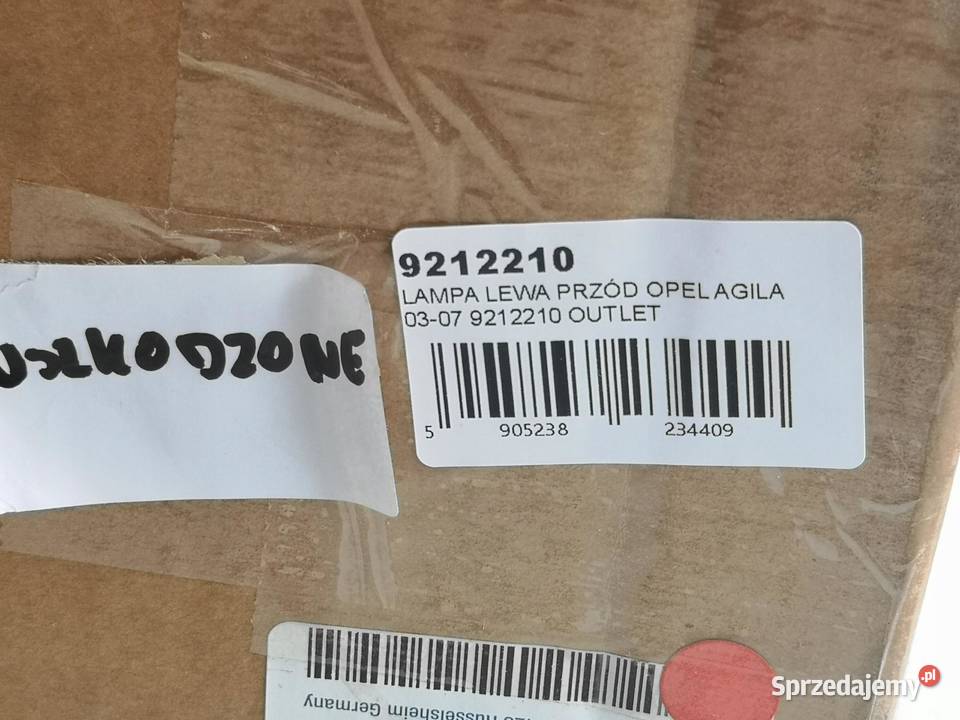 LAMPA LEWY PRZÓD OPEL AGILA A 20032007 9212210 osobowe
