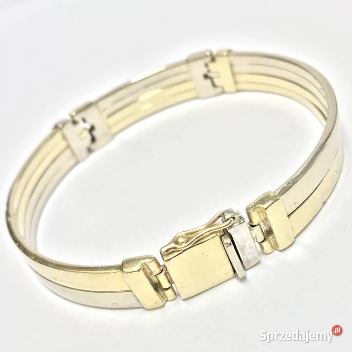 Złota BRANSOLETKA męska 14K SZTYWNA zdobiona CUD Warszawa