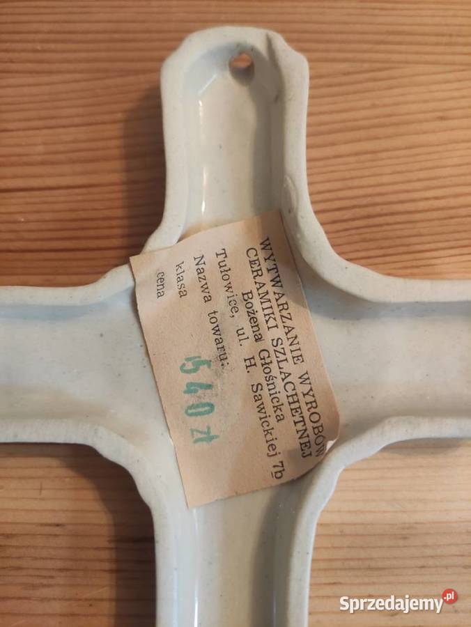 Krzyż fajans Tułowice PRL Sosnowiec