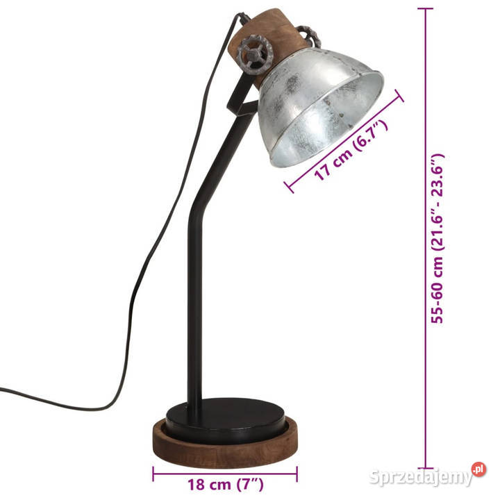 Lampa stołowa 25 W srebrny vintage 18x18x60 E27 Warszawa