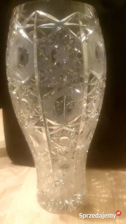 Duzy i ciezki wazon krysztalowy vintage z okresu Gdańsk