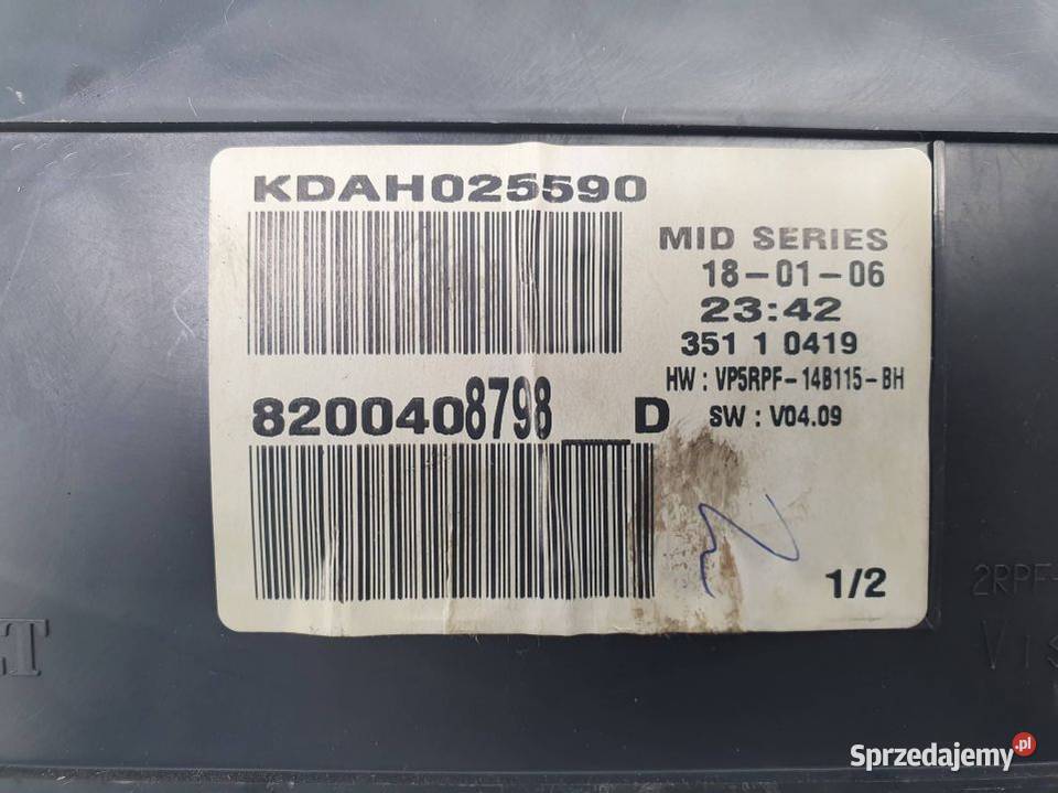 LICZNIK ZEGAR RENAULT MEGANE II 8200408798