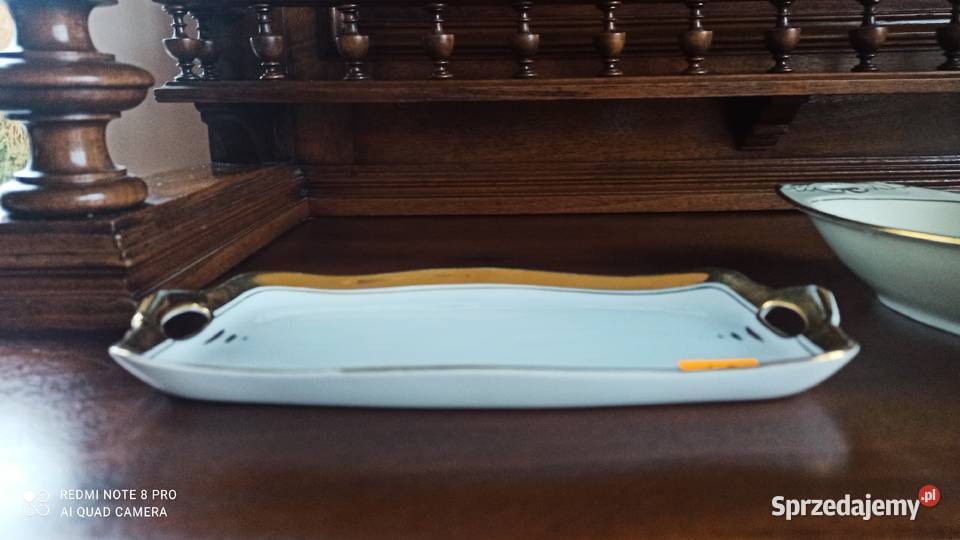 Paterka z białej porcelany ze złotem Matowy spód Gdańsk