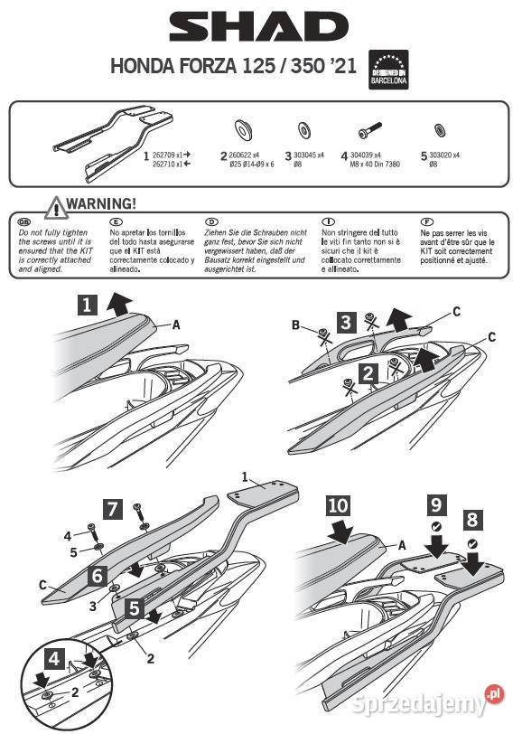 HONDA FORZA 2122 KUFER 48L DARK GREY NAKŁADKA z Mrągowo sprzedam