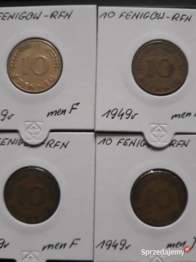 10 Fenigów RFN 1949 r men FFFJ Numizmatyka Konin