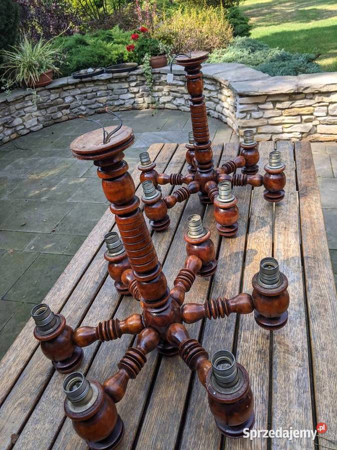 Żyrandol drewniany retro duży 6ramienny mazowieckie Warszawa sprzedam