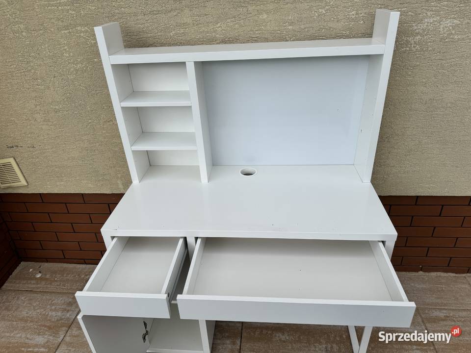 Biurko białe z nadstawką ikea stolik stół szafka