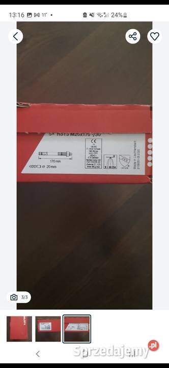 Hilti kotwa klinowa M20x170 oryginał paczka 5 Radom sprzedam