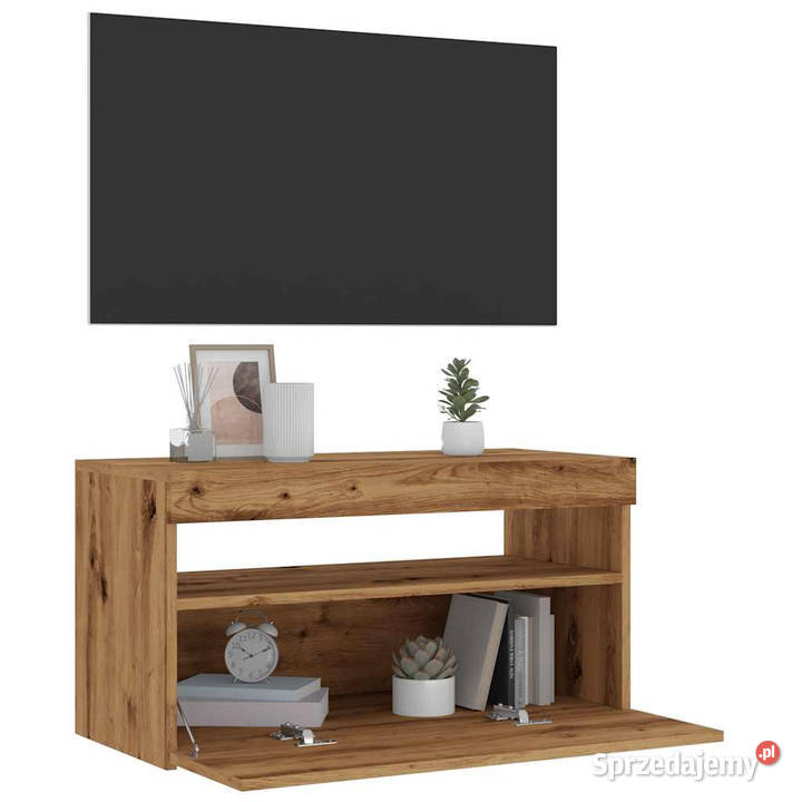 Szafka pod TV z oświetleniem LED dąb artisan Szafki Warszawa