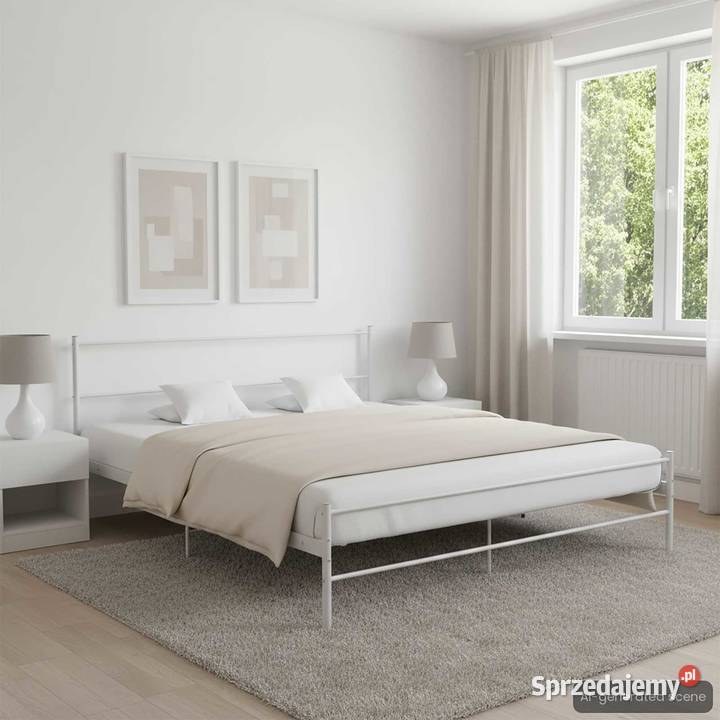 vidaXL Rama łóżka biała metalowa 160 x 200 Warszawa