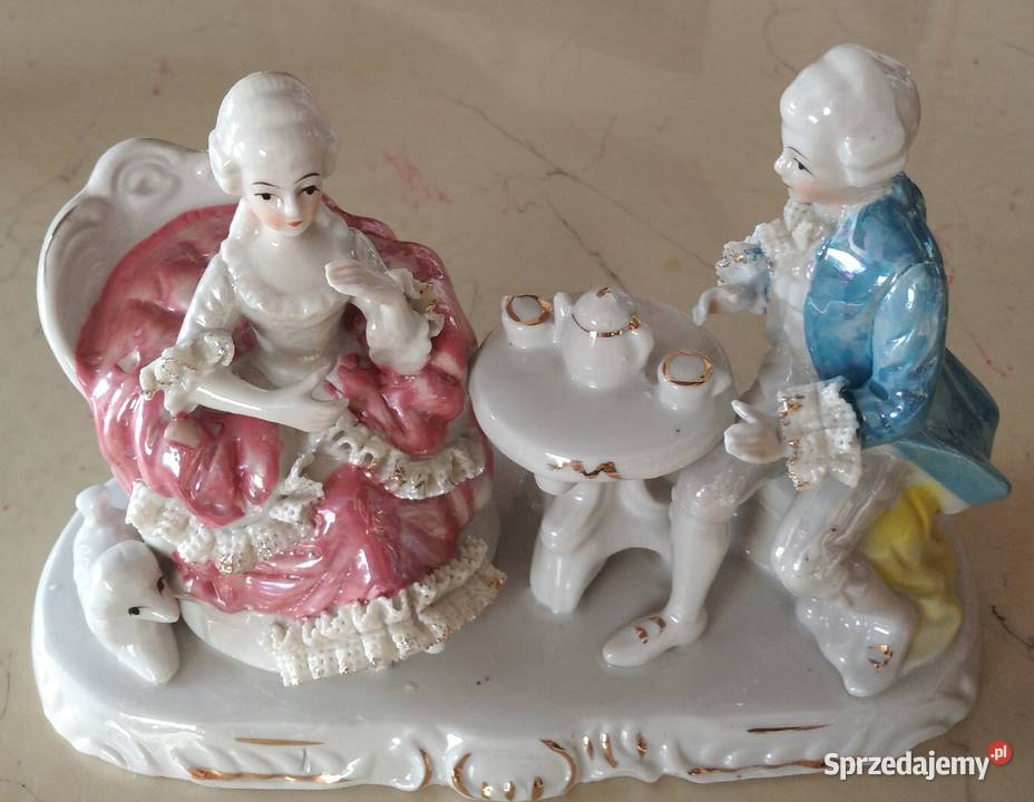 Porcelanowa figurka herbatka we dwoje Porcelana i szkło pomorskie