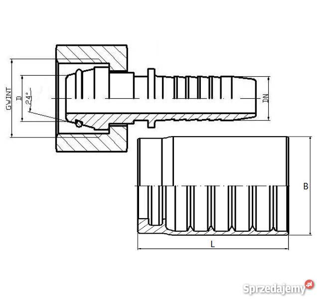 5x Zakuwka Prosta Oring M16 Z Tuleją DN8 516