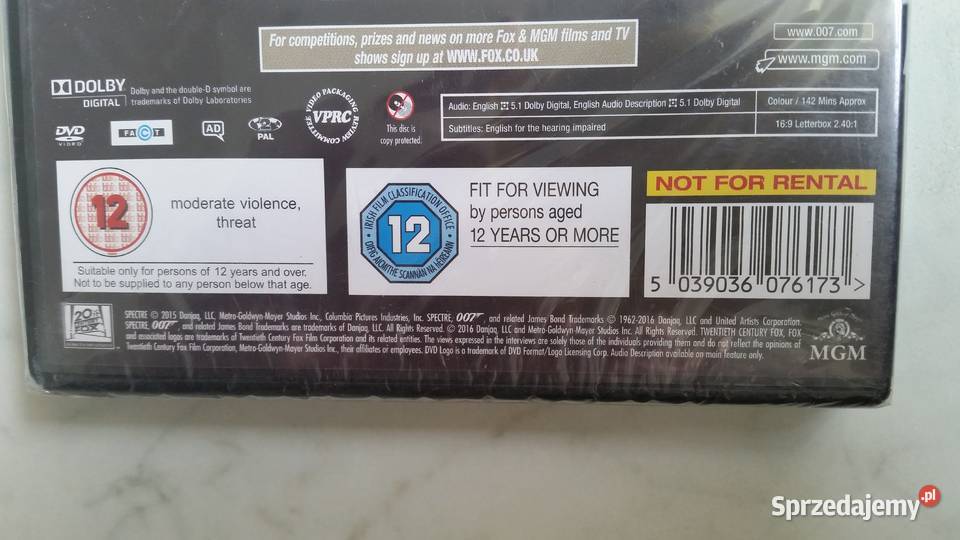 James Bond QUANTUM OF SOLACE SPECTRE dvd video Puławy