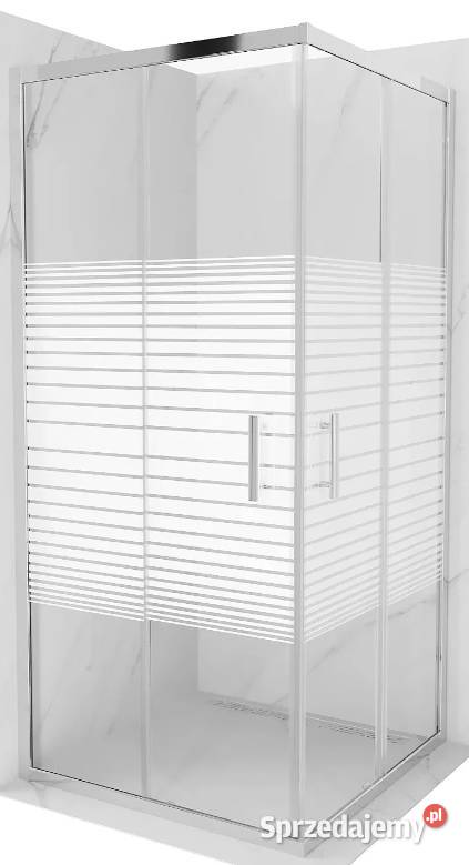 Nowa kabina prysznicowa 90 x 90 białe pasy chrom dolnośląskie Wrocław sprzedam
