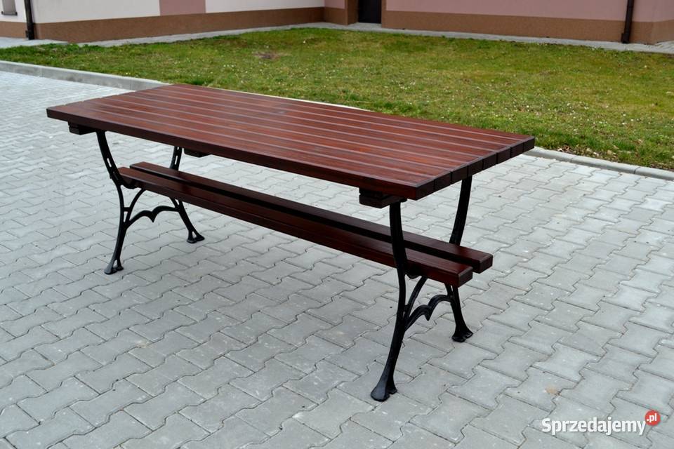 Stół ogrodowy kawowy malowany drewno żeliwo W052 Tarnowiec