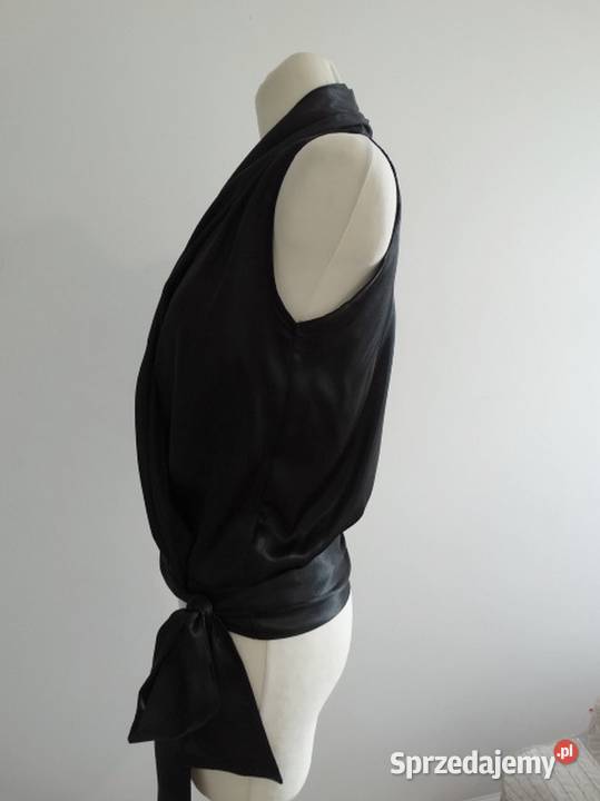 Bluzka HM Czarna Imprezowa Satynowa Kopertowa podlaskie Łomża