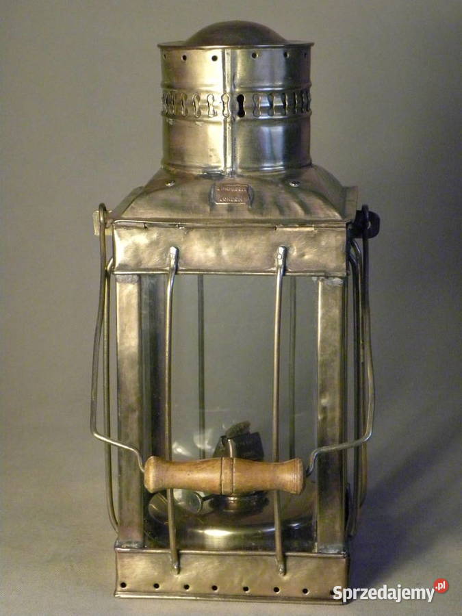 Duża mosiężna lampa latarnia naftowa Legnica