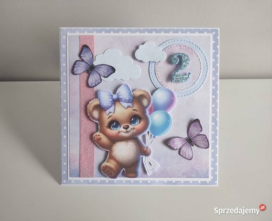 Kartka ręcznie robiona na urodziny roczek z łódzkie Łódź sprzedam