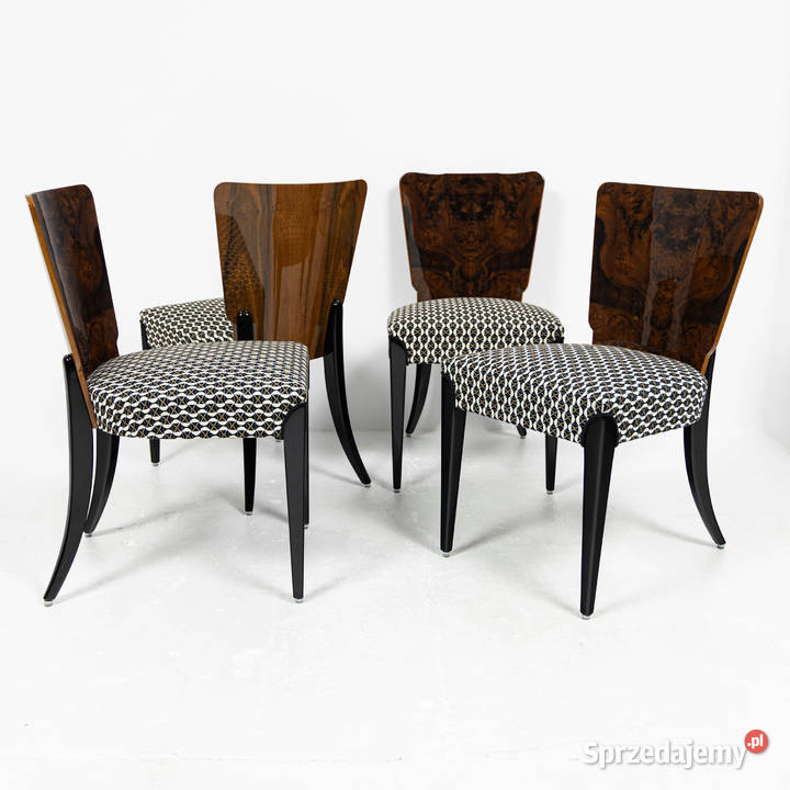 Komplet 4 krzeseł H214 Halabala Krzesła Art Deco Łowęcin