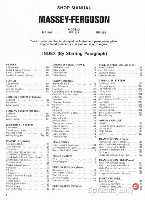 MF 1105 1135 1155 instrukcja naprawy świętokrzyskie Kielce sprzedam