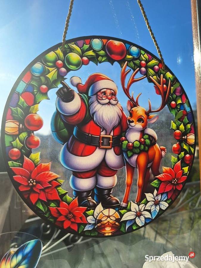 Witraż świąteczny na okno szybę dekoracja ozdoba Kalisz