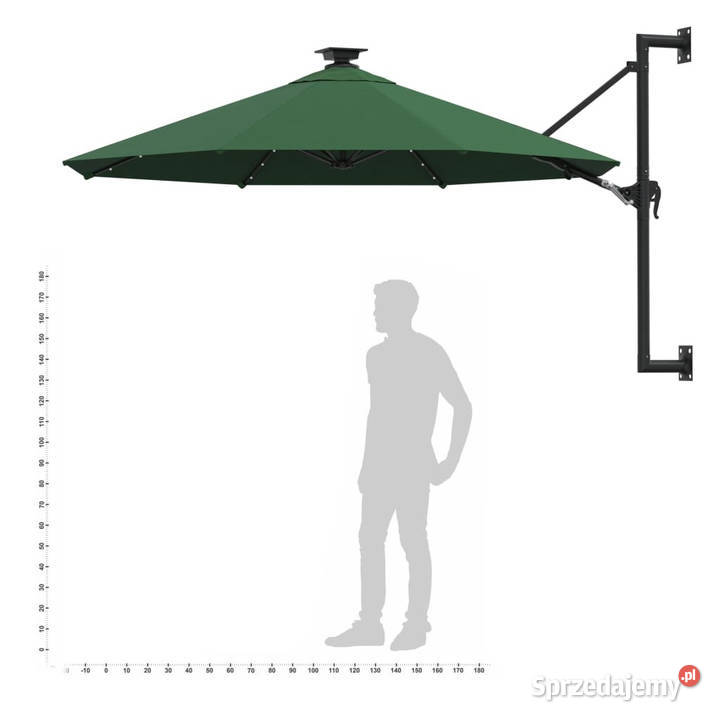 Parasol ogrodowy z LED ścienny 300 zielony Warszawa