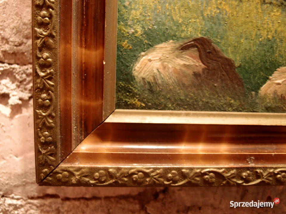 Obraz pejzaż jeziora rama drewniana z gipsową Łódź