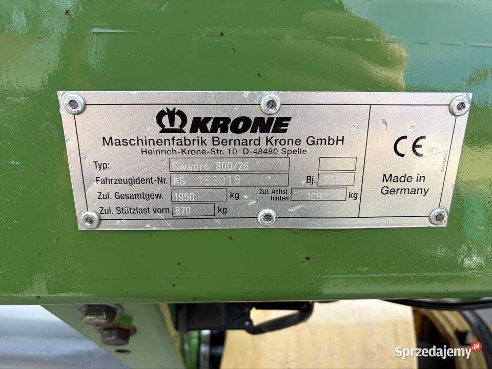 Zgrabiarka 2 karuzelowa Krone Swadro 800 26 Myszyniec
