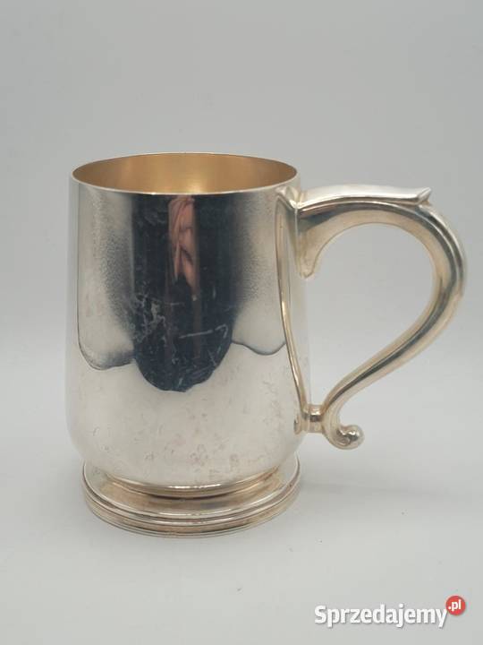Elegancki antyczny srebrowany kufel tankard