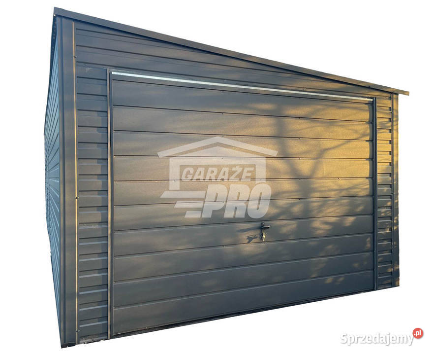 Garaż blaszany 3,5x8 brama uchylna - 2x okno antracyt GP274