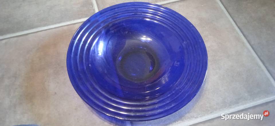 Duża patera z okresu PRLu Szkło kolorowe dolnośląskie Świdnica