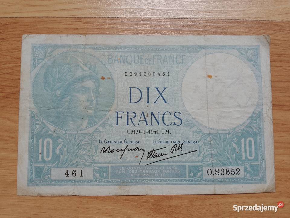 Banknot Francja France Dix Francs 10 franków Wrocław