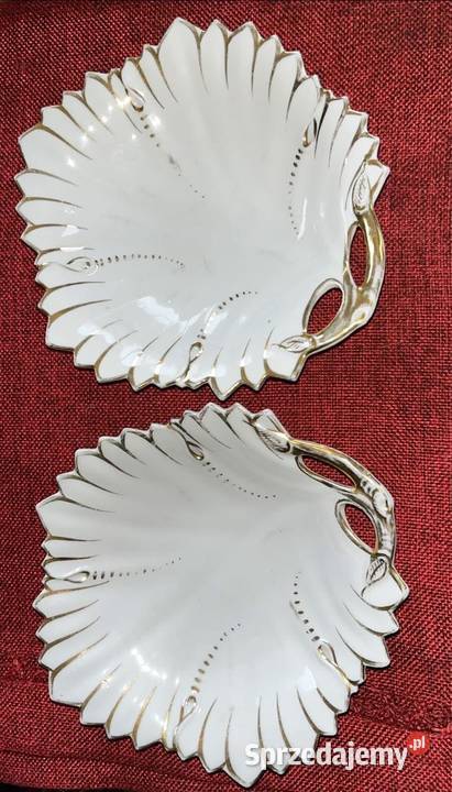 Patera Listek porcelanowy Złocony Biała pomorskie Gdańsk