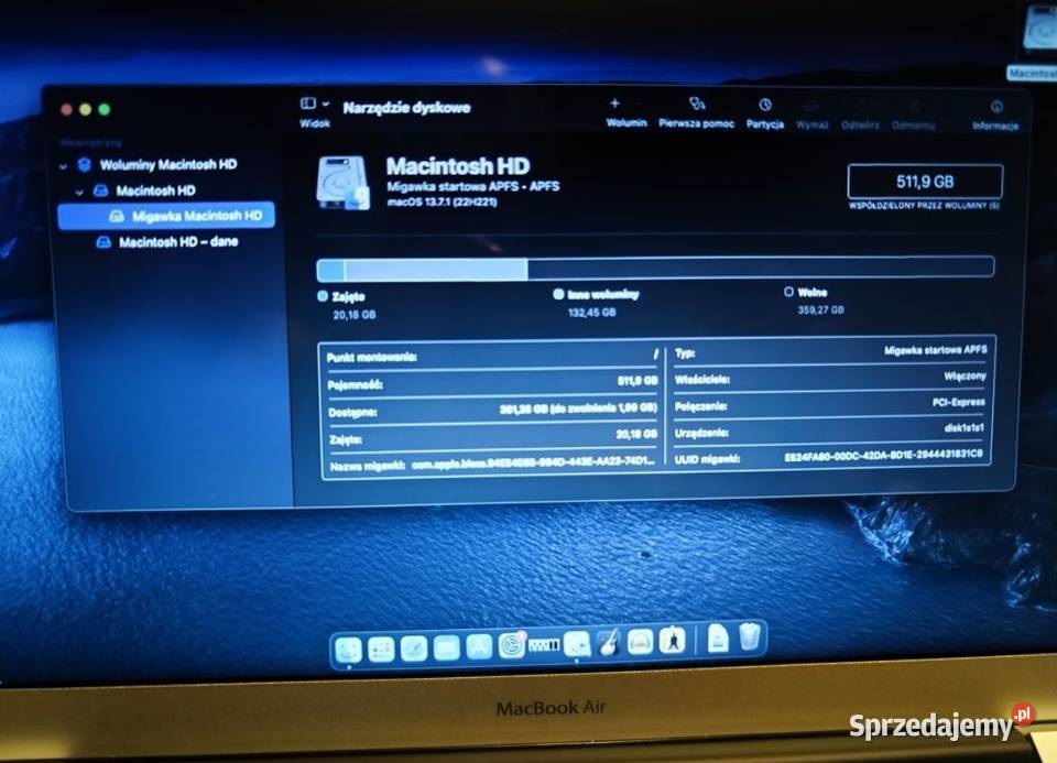 Macbook Air 13 2015 procesor Intel i5 RAM 8GB512 Apple Chojnice sprzedam