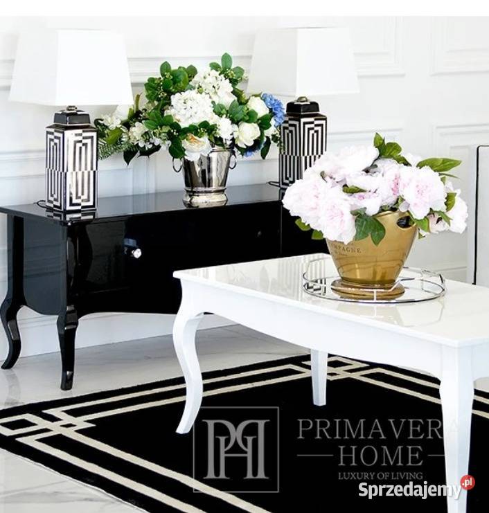 Stolik kawowy do salonu biały czarny wysoki