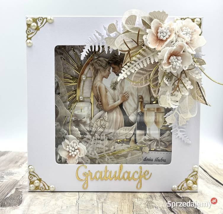 Pamiątka Ślubu Kartka 3D Rękodzieło